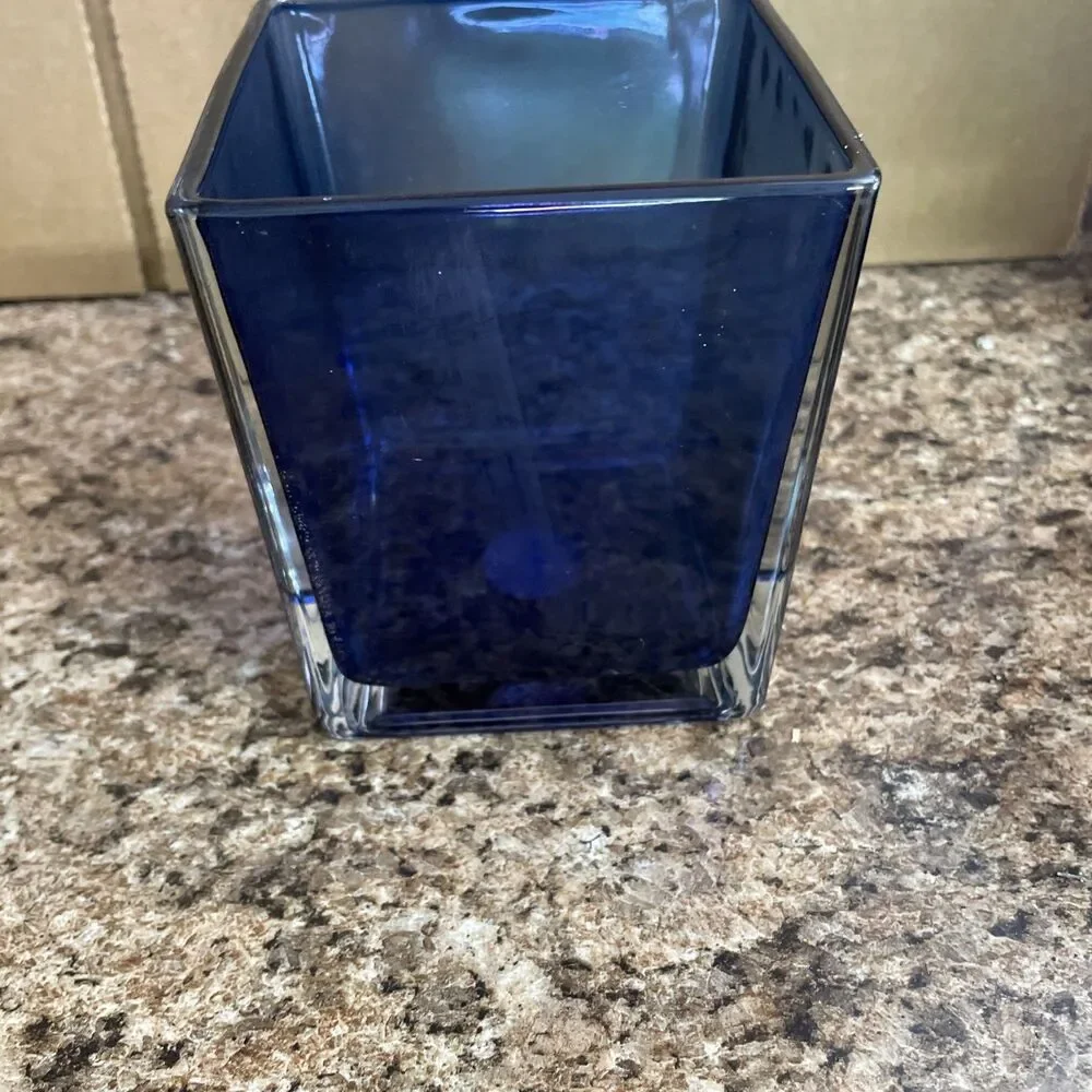 Teleflora Gift Cobalt Blue Art Glass Square Vase Cube
